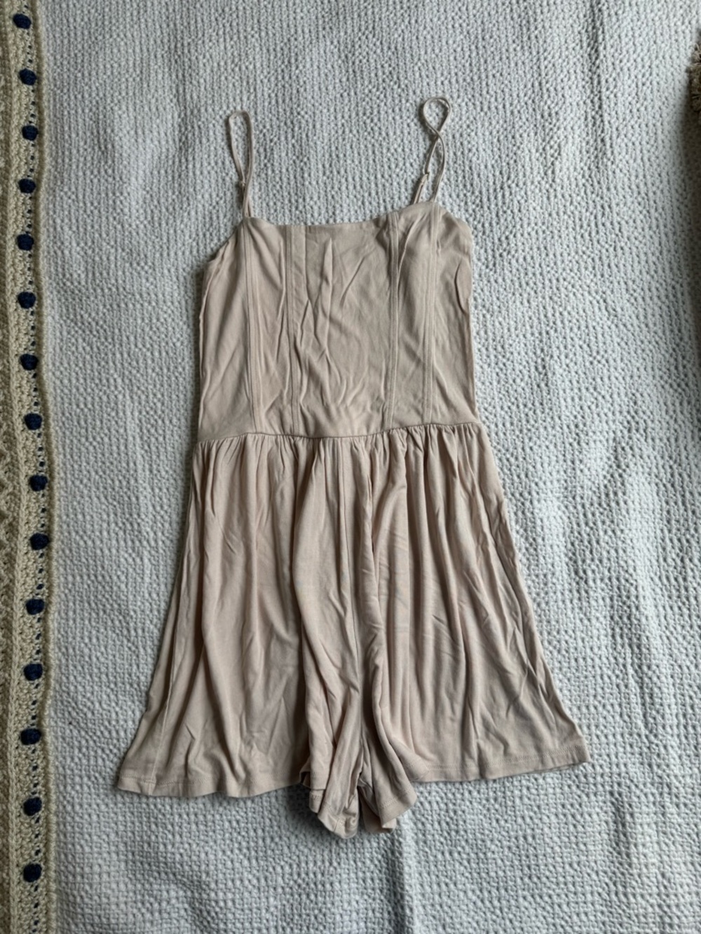 H&M Beige/Tan Sleeveless Romper with Spaghetti Straps
